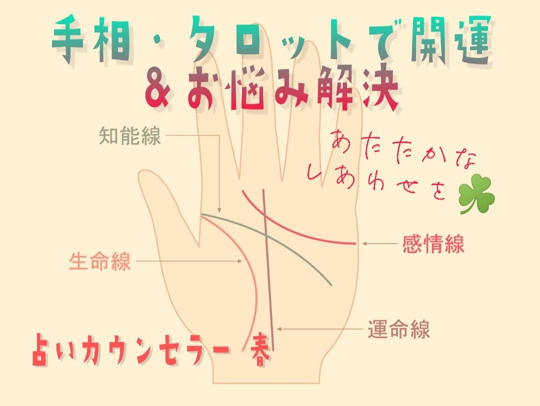 安心満足☆手相・タロットで性格・悩み占います 幸せになりたい、新しい魅力を発見したい、悩みを占いたい方へ