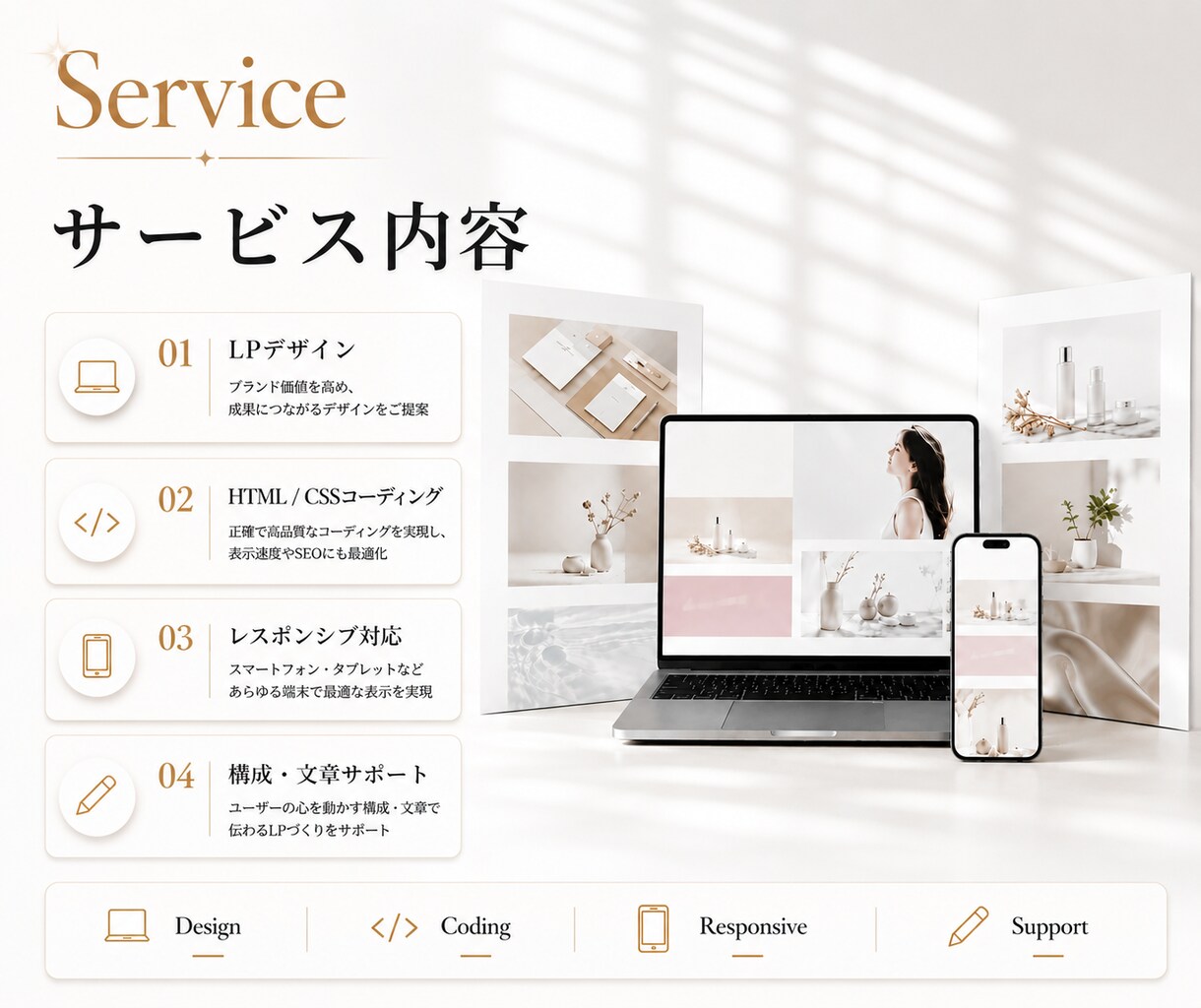 女性向けの魅力が伝わるLPを丁寧に制作します 構成・文章からお任せOK！スマホ対応も込みです イメージ3