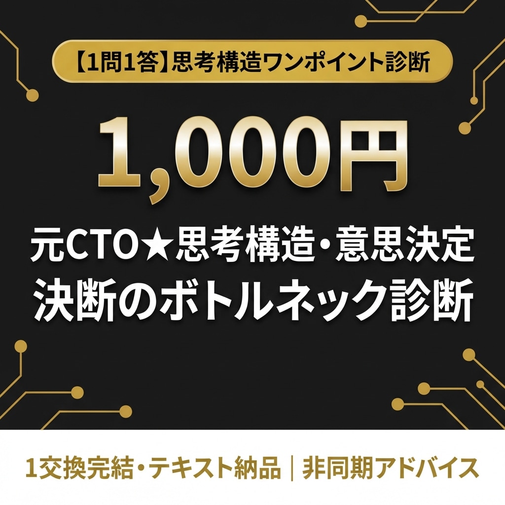元ＣＴＯ★思考構造・意思決定を診断します 思考のモヤモヤ・決断の停滞をテキスト１通で即時構造化 イメージ1