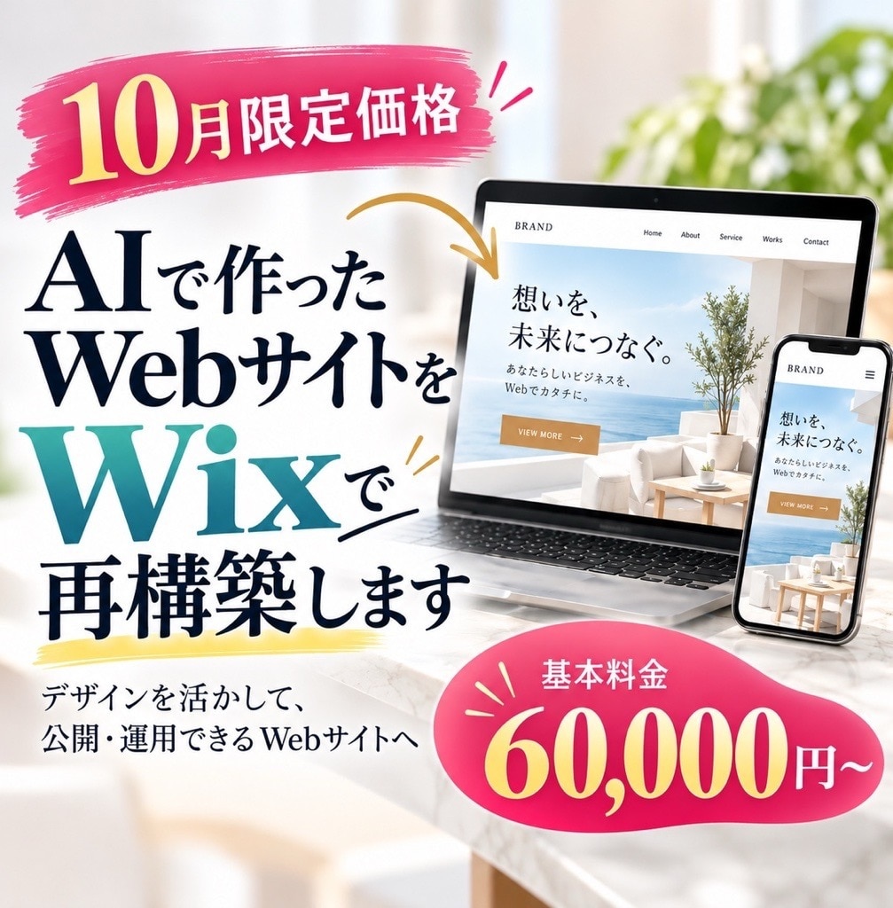 AIで作ったサイトWixで再構築します 【10月限定価格】AI制作サイトを生きるサイトに変えます イメージ2