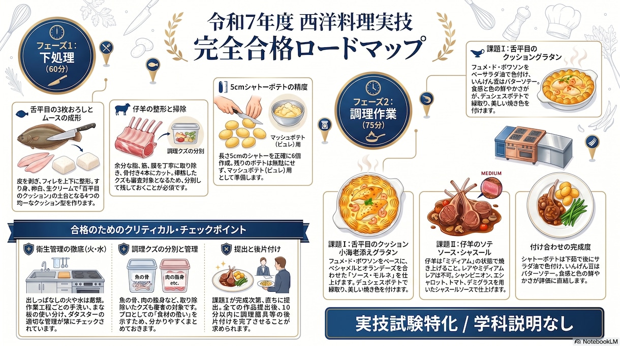 調理技能検定試験（西洋料理）を合格させます 西洋料理 調理技能検定 75分の壁を突破する実戦攻略ガイド イメージ2