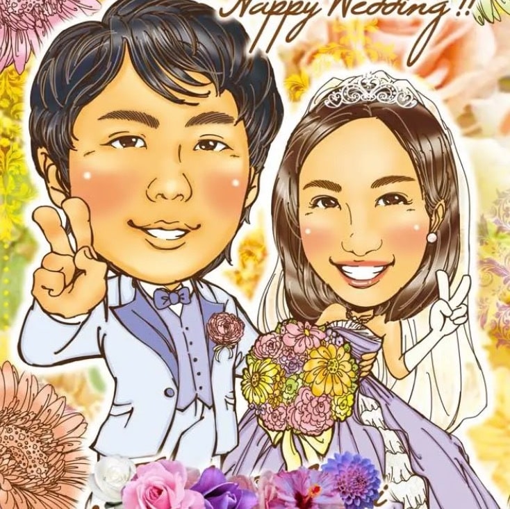 似顔絵描きます 結婚式用にウェルカムボード用の似顔絵オーダーしませんか？ イメージ1