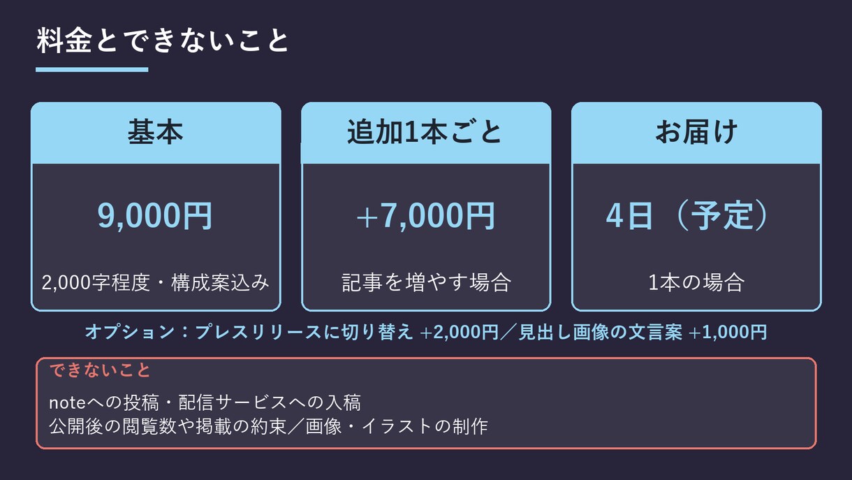 noteの記事を構成から執筆まで代行します note記事・プレスリリースの原稿を構成案つきで イメージ5