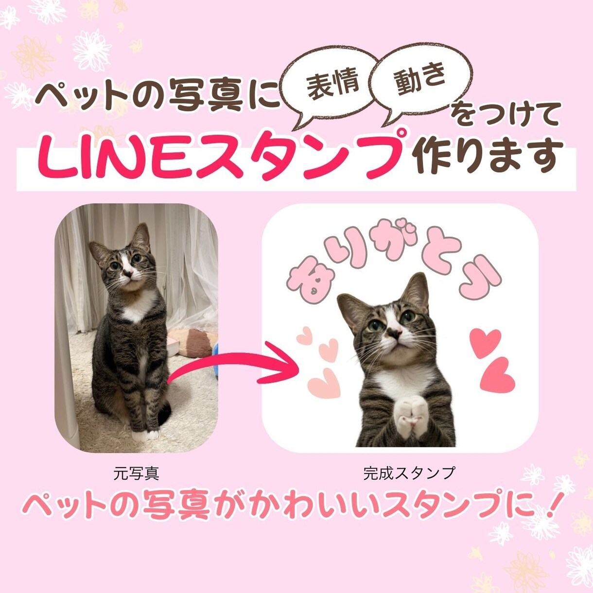 ペットの写真を表情豊かにLINEスタンプ化します 表情＆動きをつけてかわいさ120%UPでスタンプ化！ イメージ1