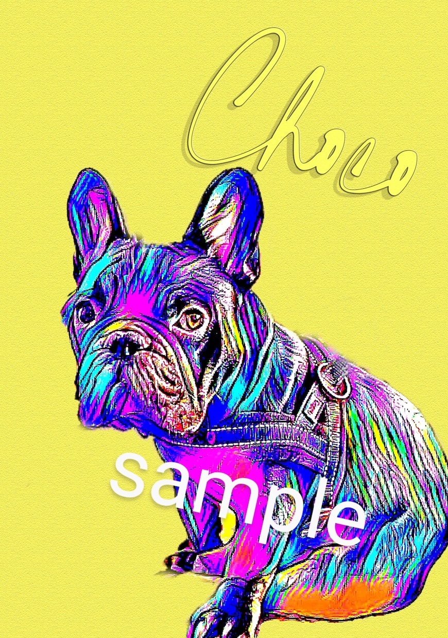 ペットの写真を似顔絵にします A4印刷込み☆写真からイラスト作品にして郵送します♫ イメージ5