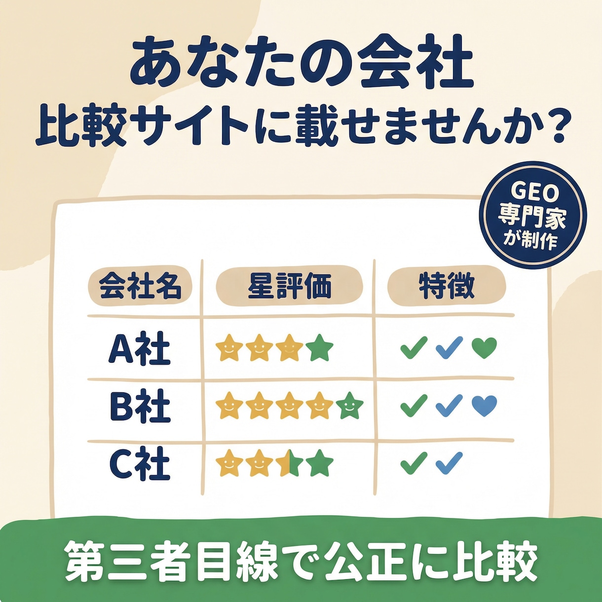 設計から調査まで！第三者比較サイト丸ごと制作します GEO専門家が運営。AIに推薦される比較サイト イメージ1