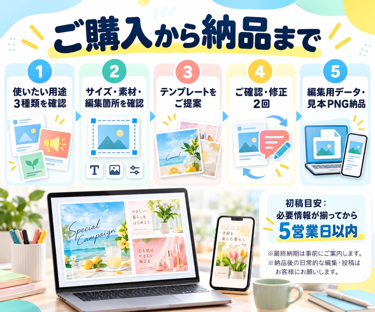 店舗用Canva画像テンプレートを制作します 日付・写真・文章を変えて使える、お店専用の3種類 イメージ4