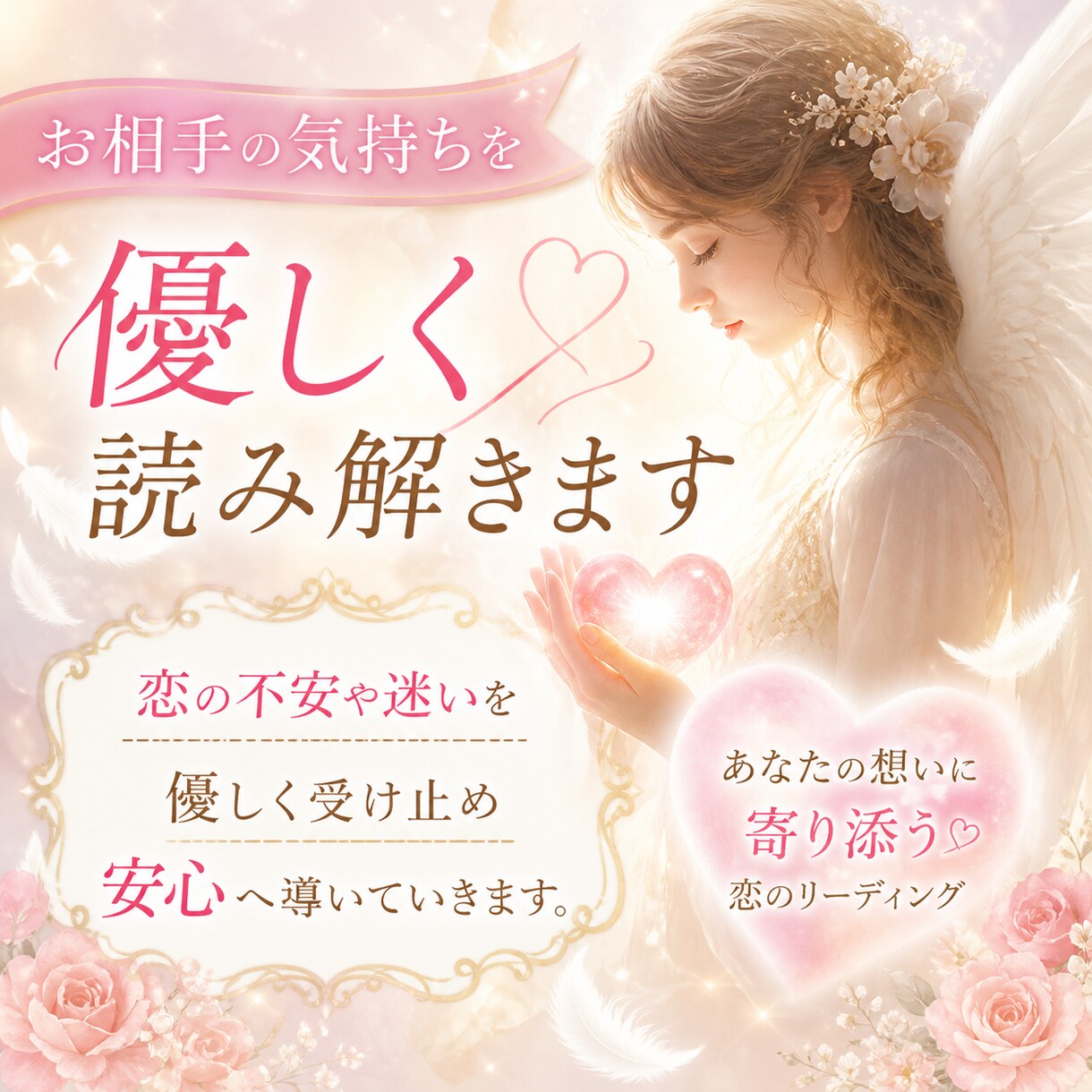 今のお相手の気持ちを優しく読み解きます 恋の不安や迷いを受け止め、心が軽くなるお導きをお届けします イメージ1