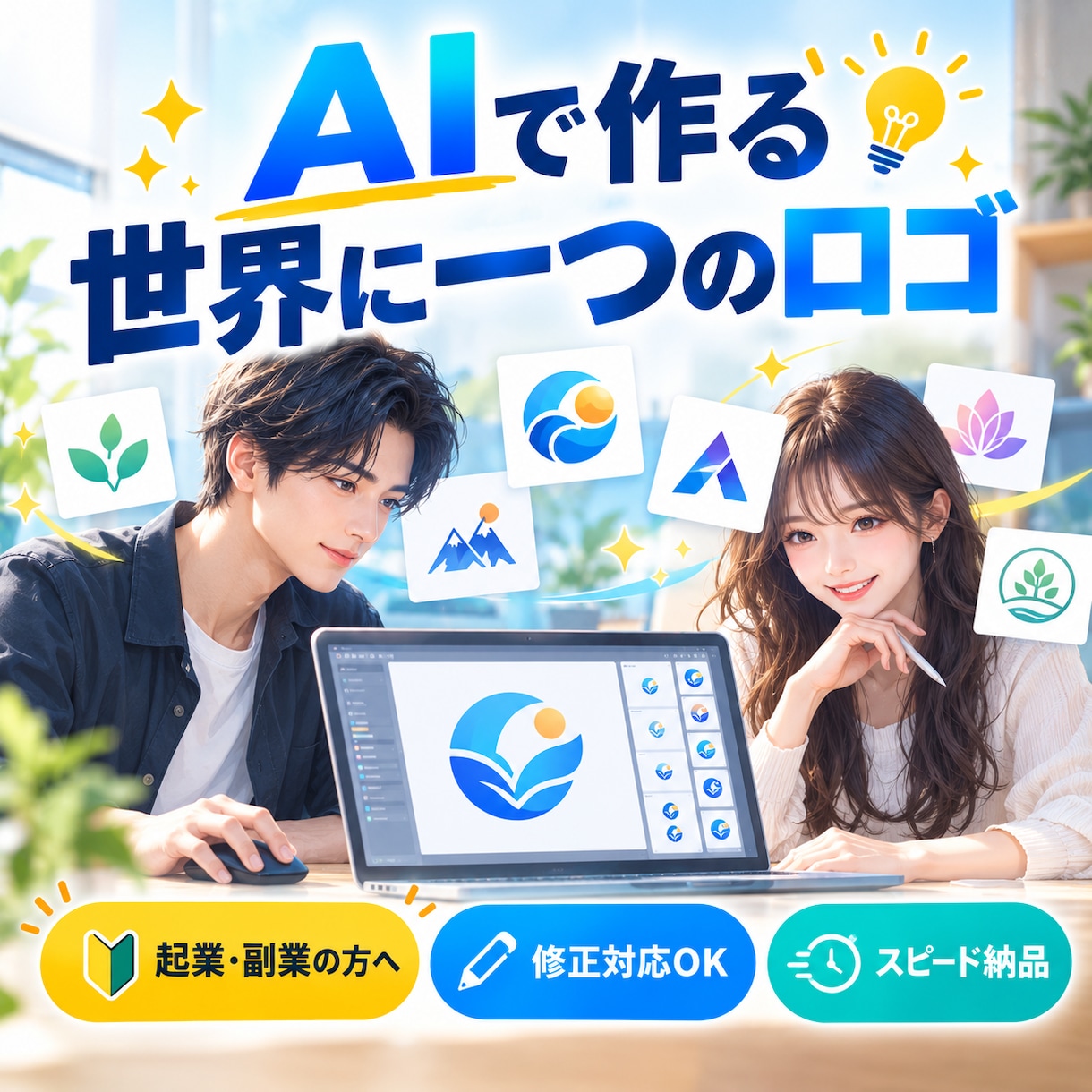 AIと一緒に世界に一つのロゴを作ります AIの速さ×丁寧な修正で、ロゴを形にします イメージ1