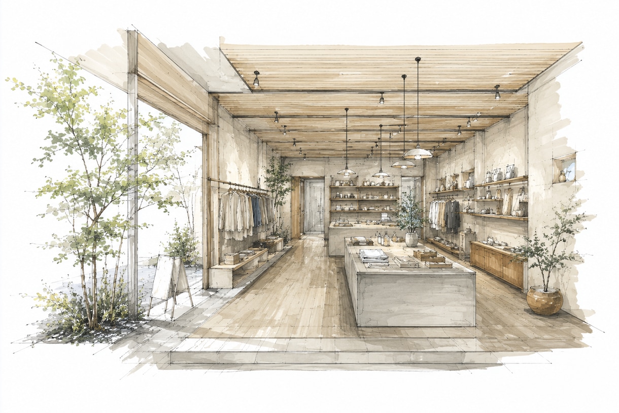 暖かみのある手書き風外観、内観パースを描きます 住宅・店舗を暖かく見せる手書き表現 イメージ2