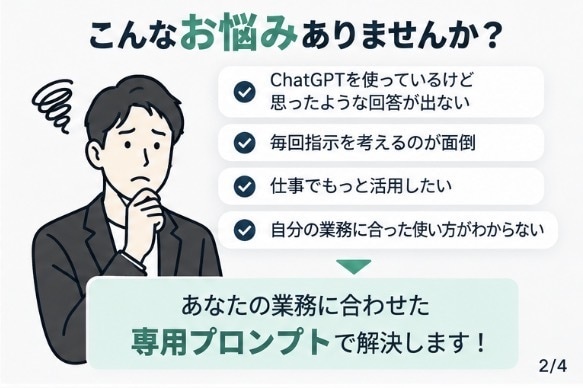 あなたの業務専用ChatGPTプロンプト作成します 面倒な作業をAIで効率化するプロンプト5本を作成 イメージ2