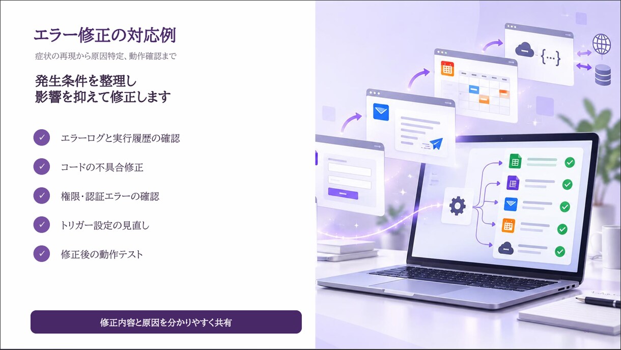 GASのエラー修正・機能追加をします 原因を特定し、現役SEが丁寧に修正します イメージ4