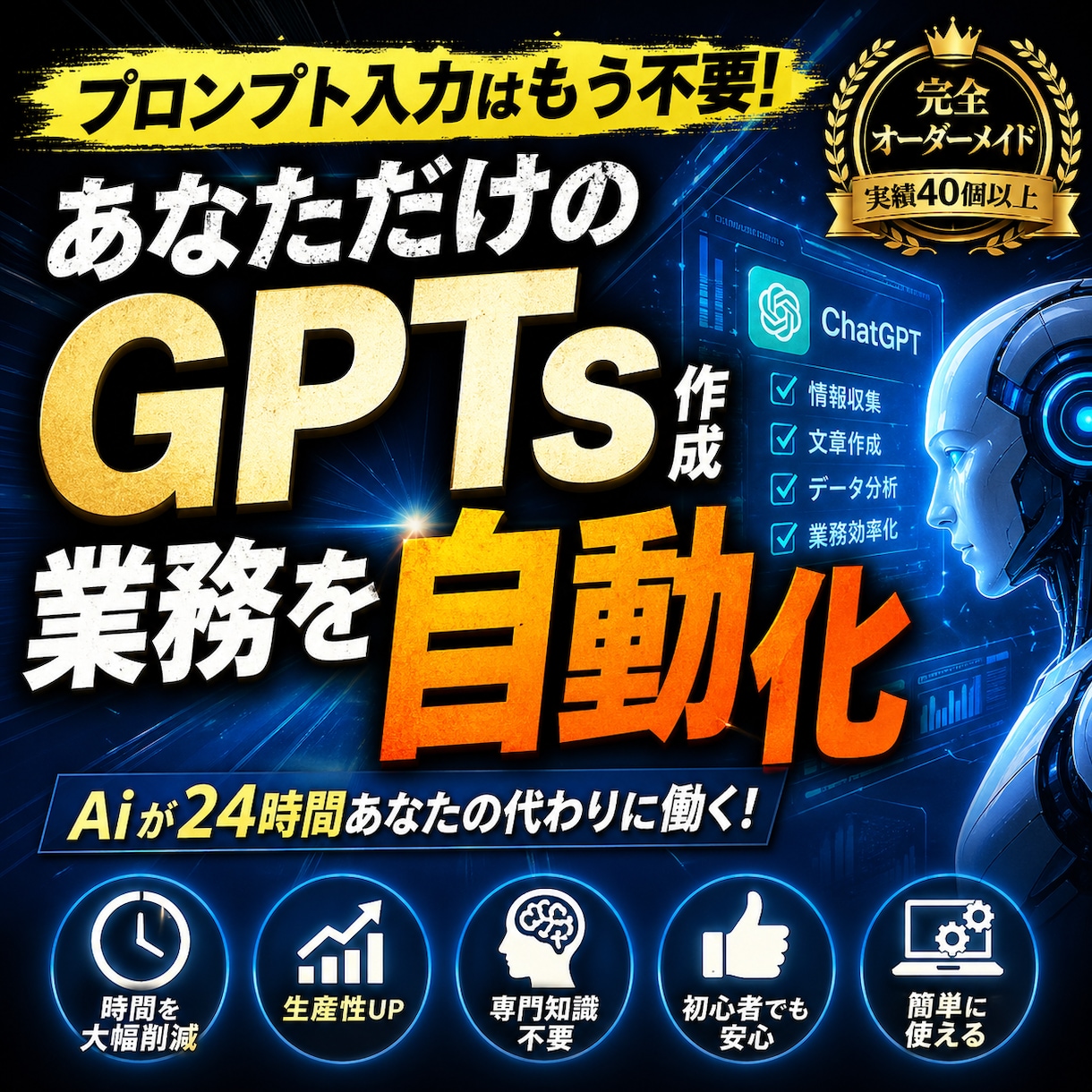 完全オーダーメイドGPTs作成｜業務自動化AIます 業務を自動化し作業時間を大幅削減　あなたのGPTsを構築 イメージ1