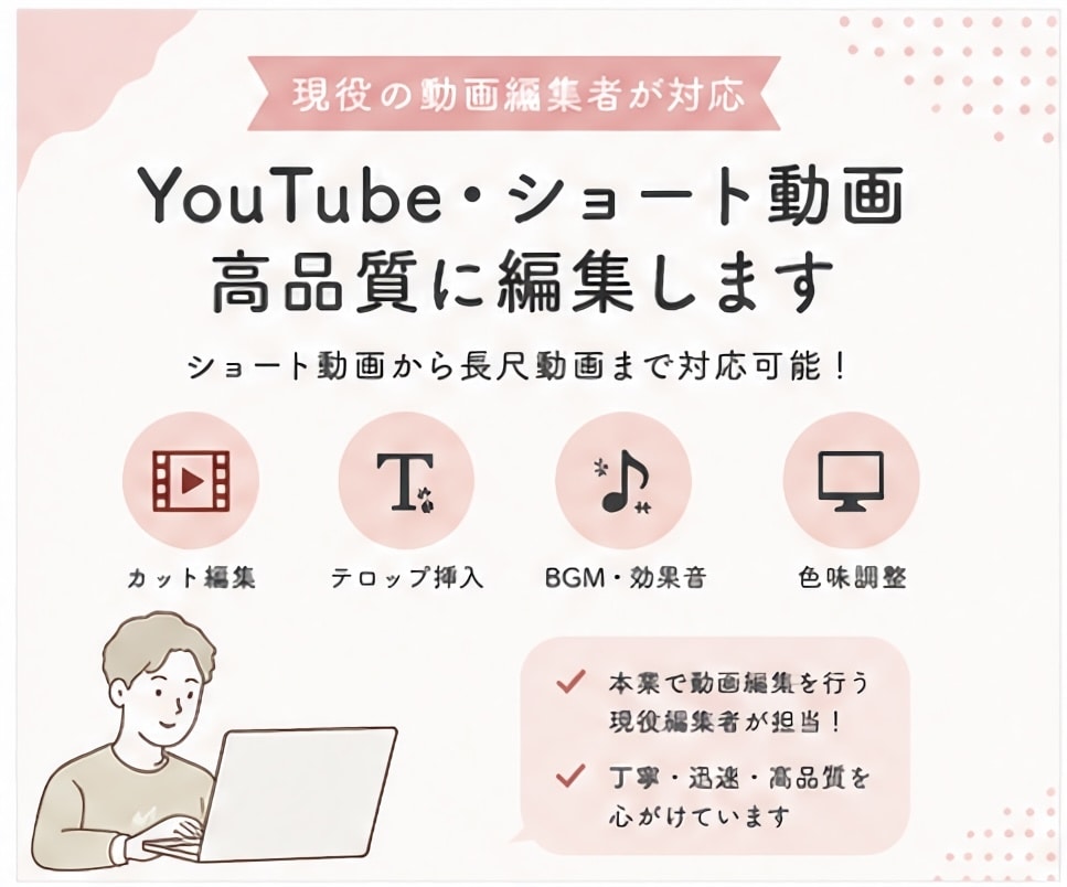 長尺・ショート動画を現役編集者が丁寧に制作します 本業の現役編集者が、丁寧に編集させて頂きます！ イメージ1