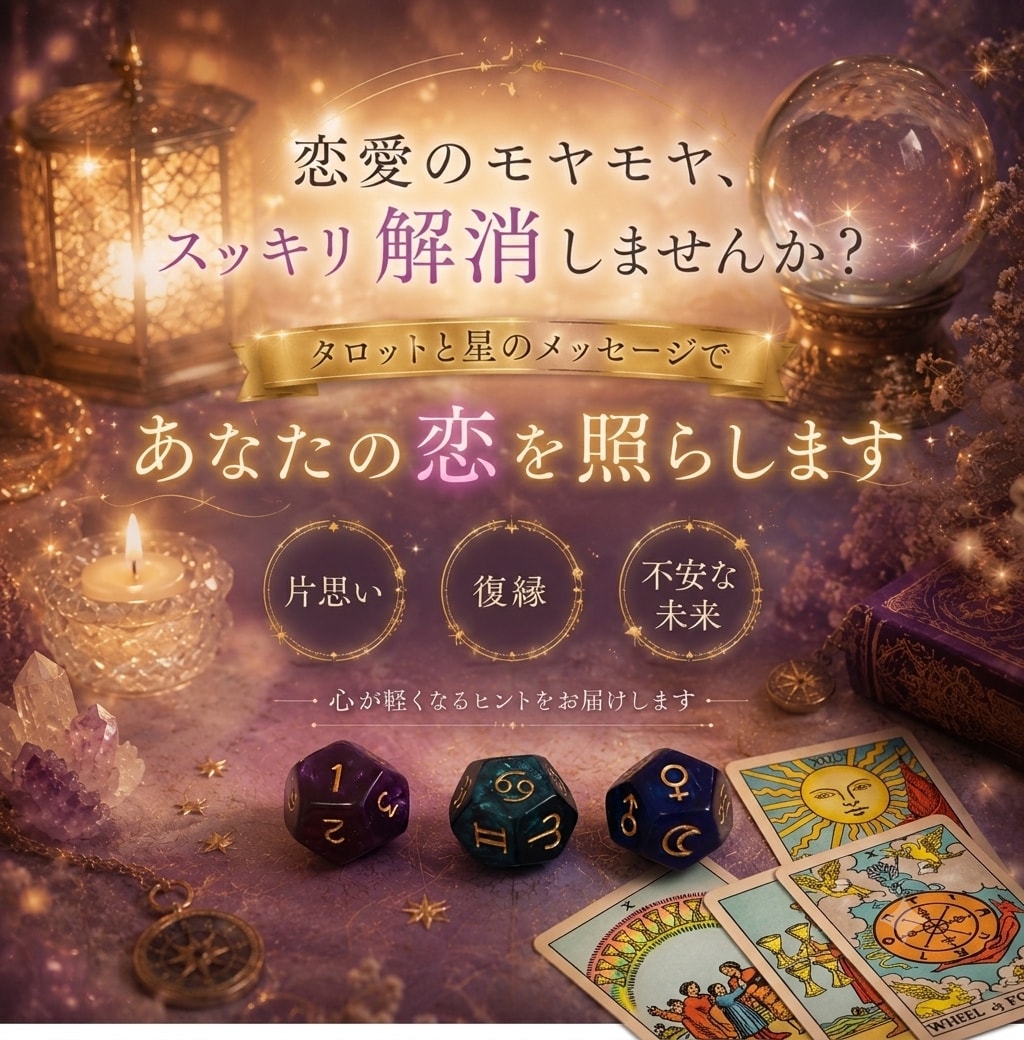 タロットで恋愛のお悩み占います ちょっとしたものから人には言えないものまで是非お待ちしてます イメージ1