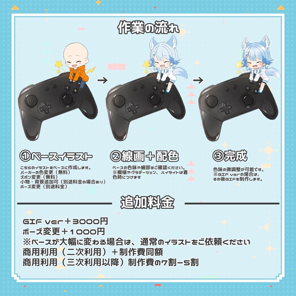 量産イラスト:ゲームコントローラーver描きます GIFver制作可！待機画面やアクキーなどに最適です！ イメージ3