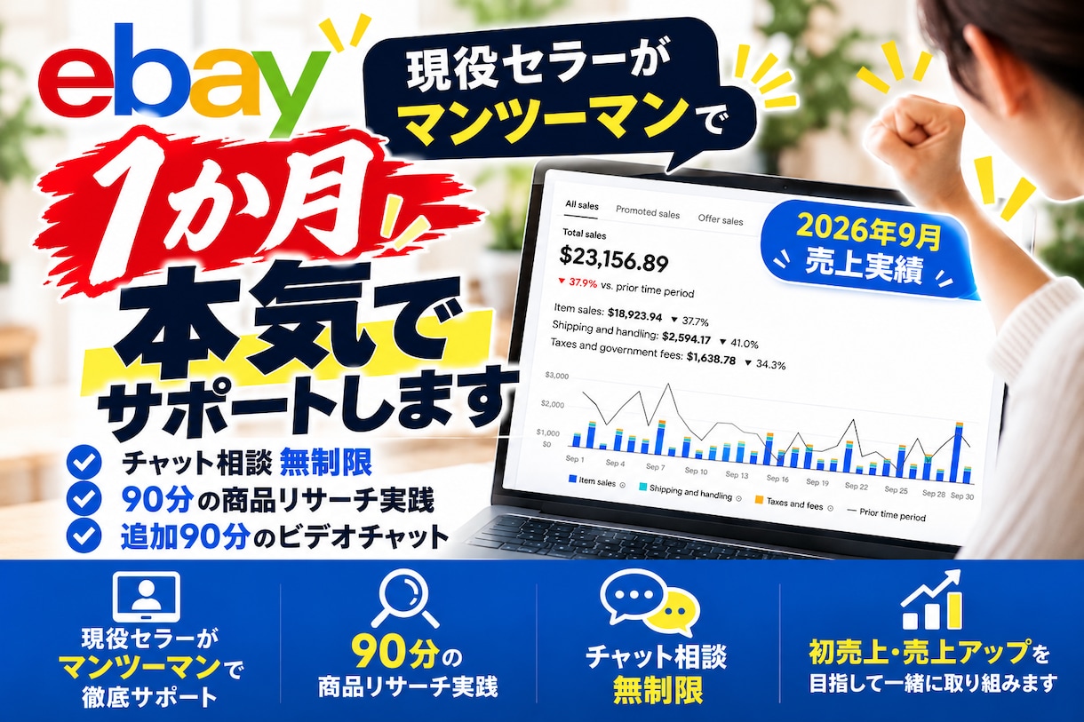 eBay超初心者向けに1か月本気でコンサルします チャット相談無制限＋ビデオ通話180分で徹底サポート！ イメージ1