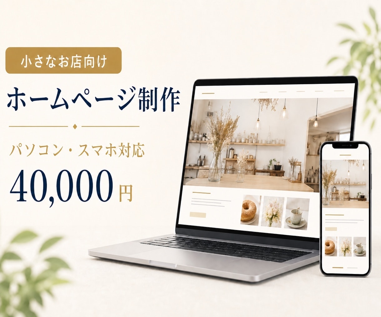 小さなお店向けホームページ制作します パソコンでもスマホでもお客様が見やすいサイトを作ります イメージ1