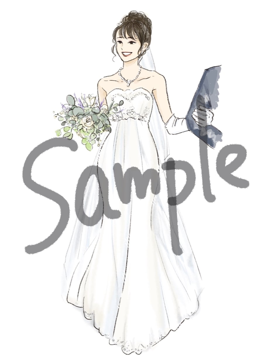 ウエディング・ドレス・カップルイラストかきます 結婚式や前撮り、ふたりの思い出などのイラストをかきます イメージ2