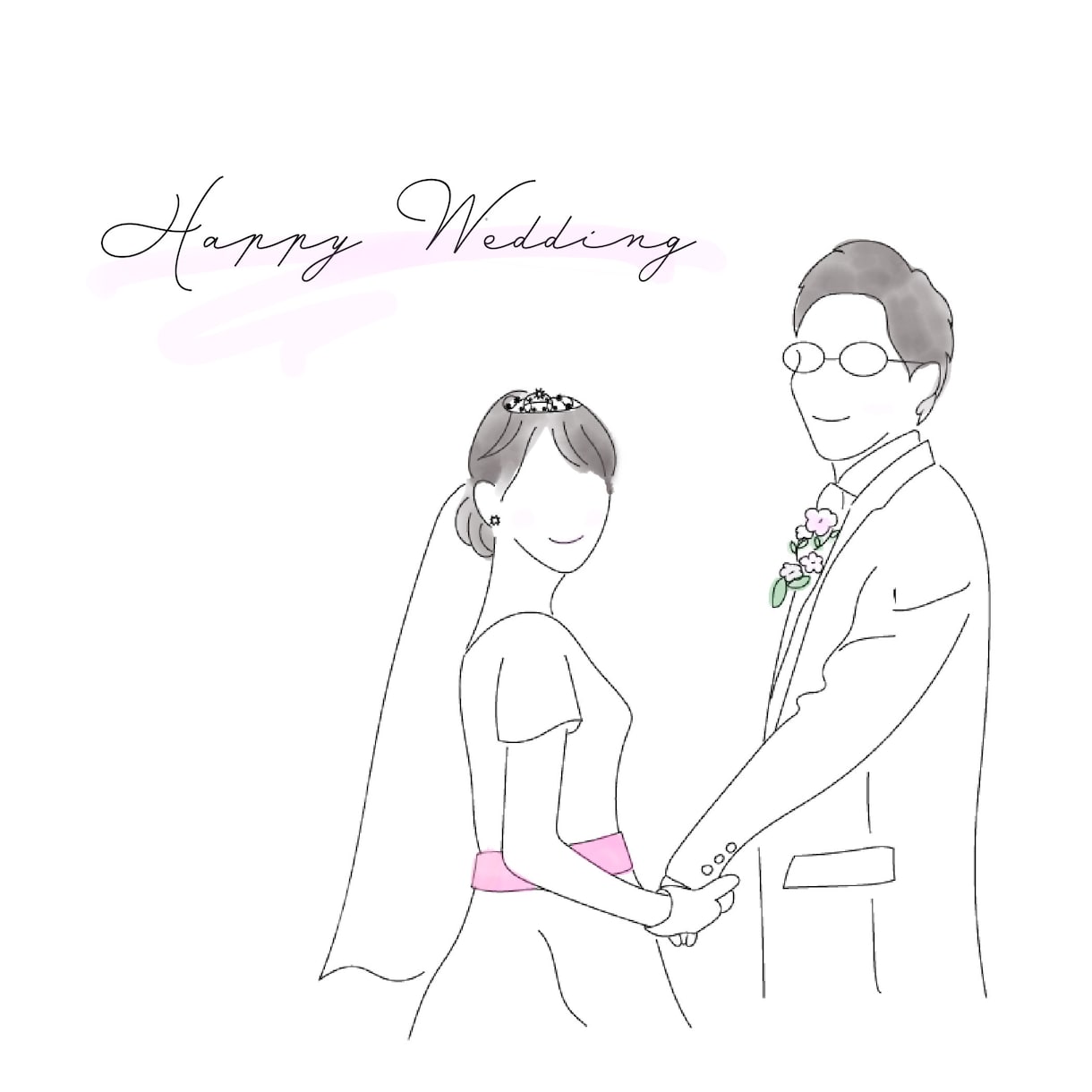 結婚式に使える、大人可愛いイラストを描きます カリグラフィー風文字入りのイラストも！ イメージ2