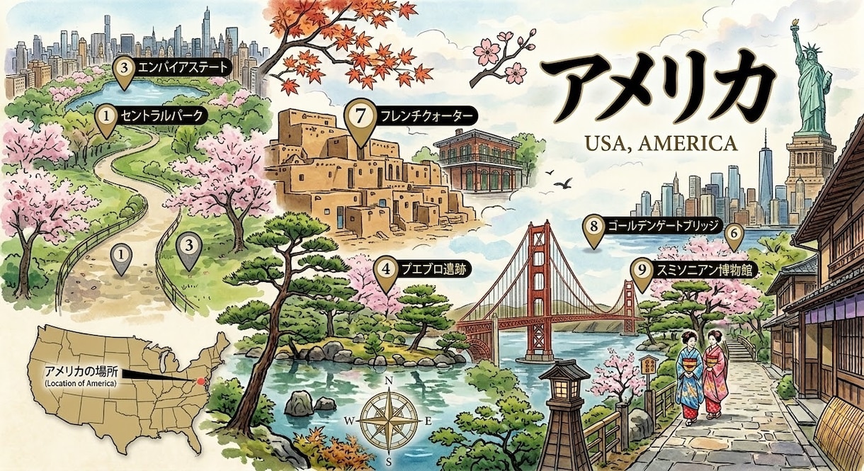 アメリカ旅行攻略！悩みに沿った旅プラン作成します 広い米国もムダなく！Mapピン＆行程表 イメージ1