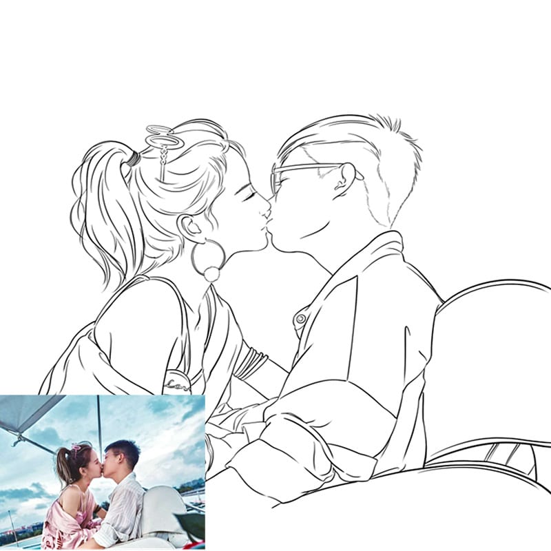 一色の線画似顔絵描ます お写真を元に似顔絵イラストをお描きします！ イメージ6