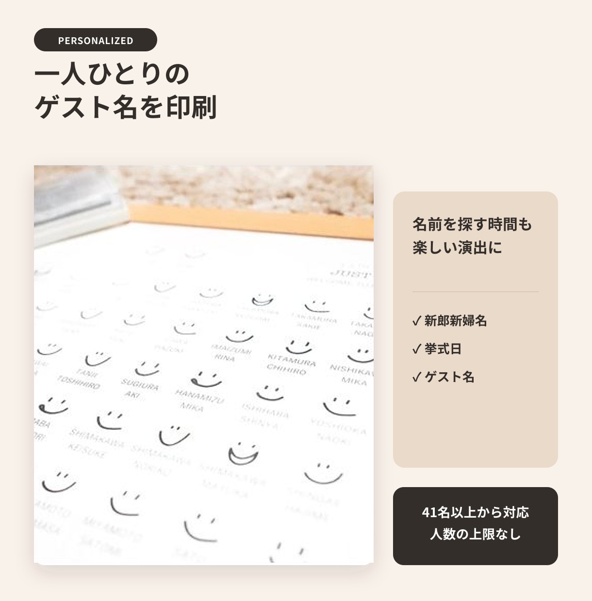 ゲスト名入りの参加型結婚証明書を制作します A3高級特殊紙・41名〜上限なし・修正無制限 イメージ4