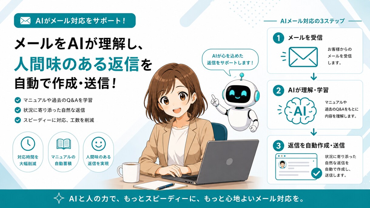 問い合わせ対応をAIで自動化します 感情を読んでメッセージ自動返信・工数削減 イメージ3