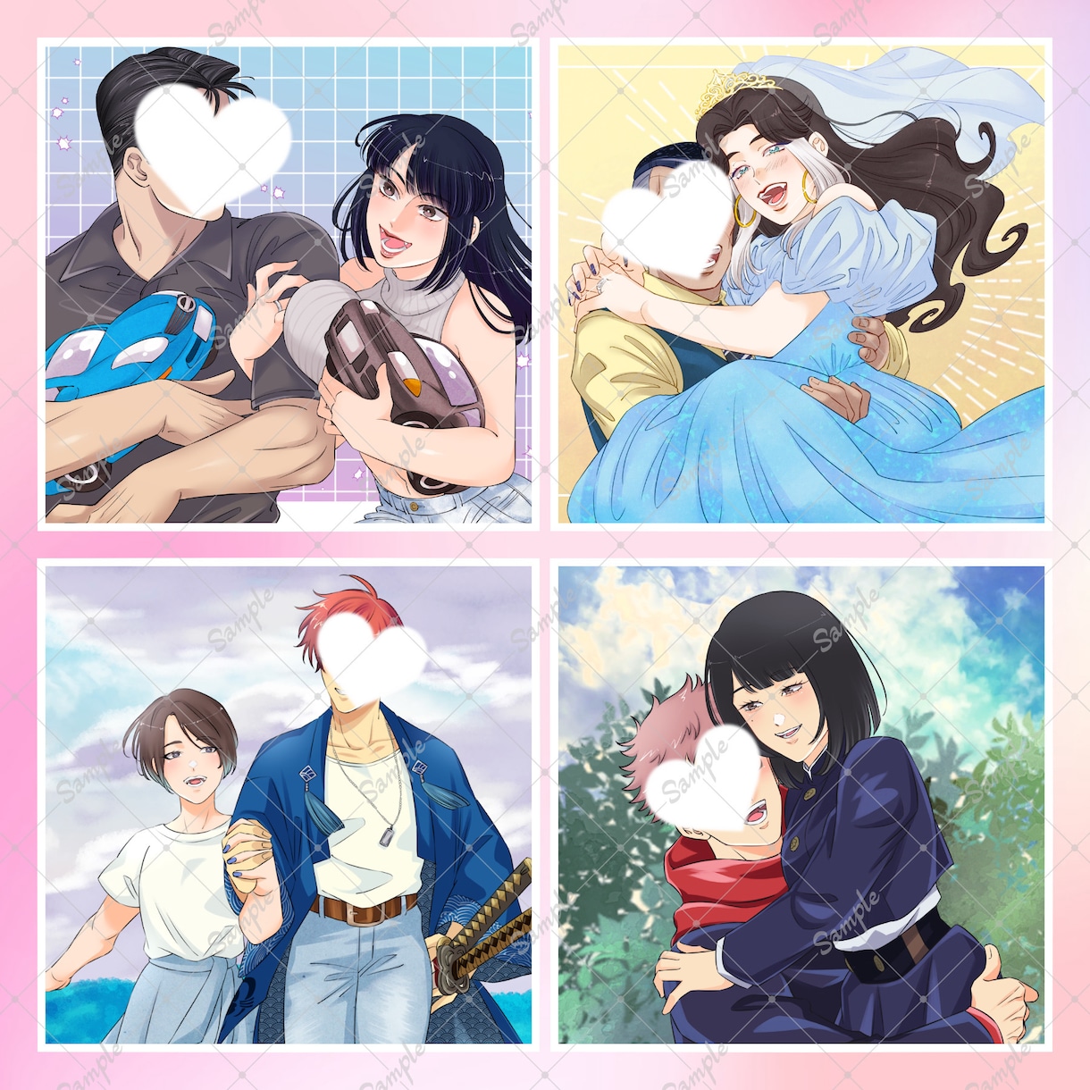 カップルイラスト(似顔絵/夢絵可)・一枚絵描きます 繊細なニュアンスや理想の距離感を大切に表現します イメージ3