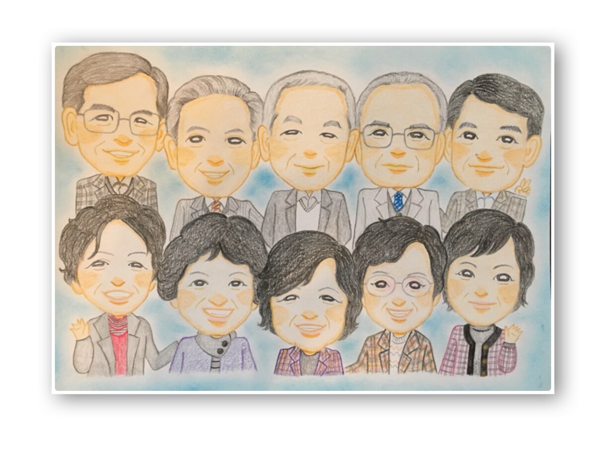10名以上限定、追加は1名500円で似顔絵描きます 卒業卒園、部活やクラブの引退卒団記念に！親戚一同で！同僚と！ イメージ5