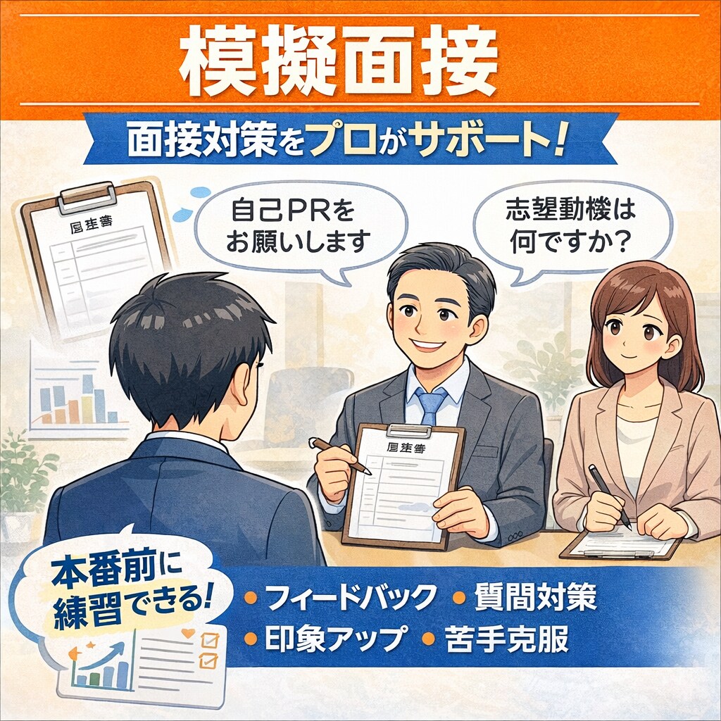 大手営業部長（採用経験あり）が模擬面接します 現役大手企業の部長職が模擬面接、面談を行います。 イメージ1