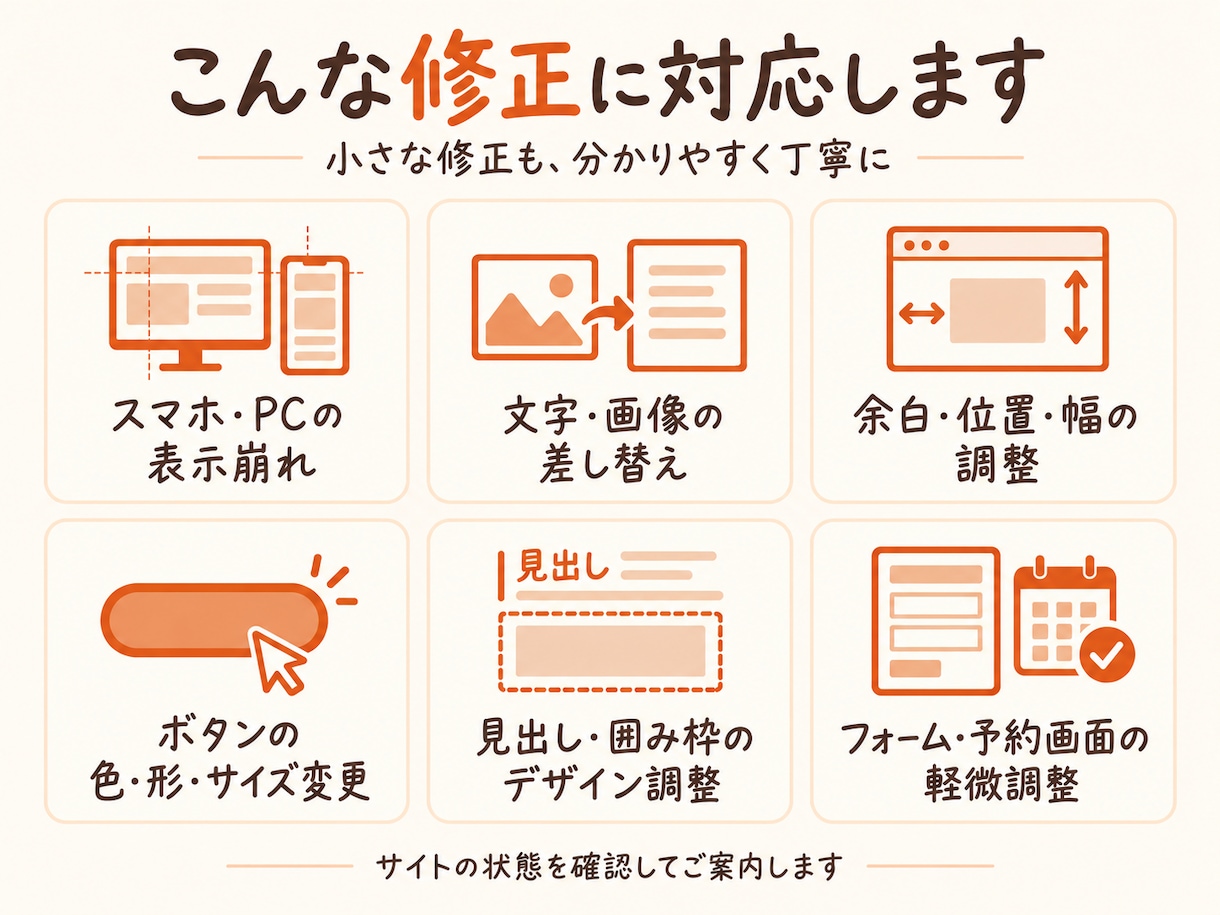 WordPressの小さな修正・更新を代行します スマホ崩れ・文字・画像・余白を部分修正 イメージ3