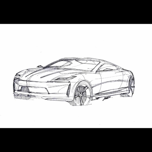リクエストをもとに車のイラストを描きます サインペンでA4紙にスケッチします イメージ1