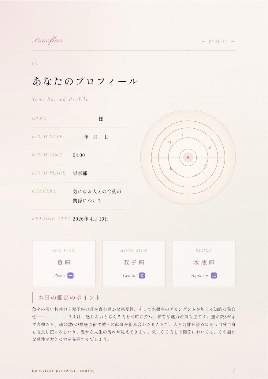 3占術で立体的な「あなたのトリセツ」お届けします ｜占星術×数秘術×タロット｜約13ページの美麗な保存版PDF イメージ4