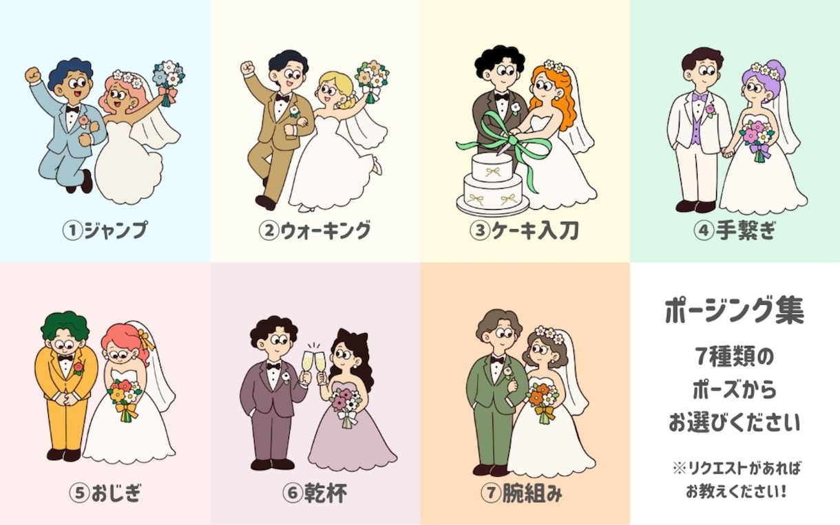 お式の世界観に合わせてお2人のイラストを作成します データ納品◎追加でペーパーアイテムの印刷もOKです！ イメージ5