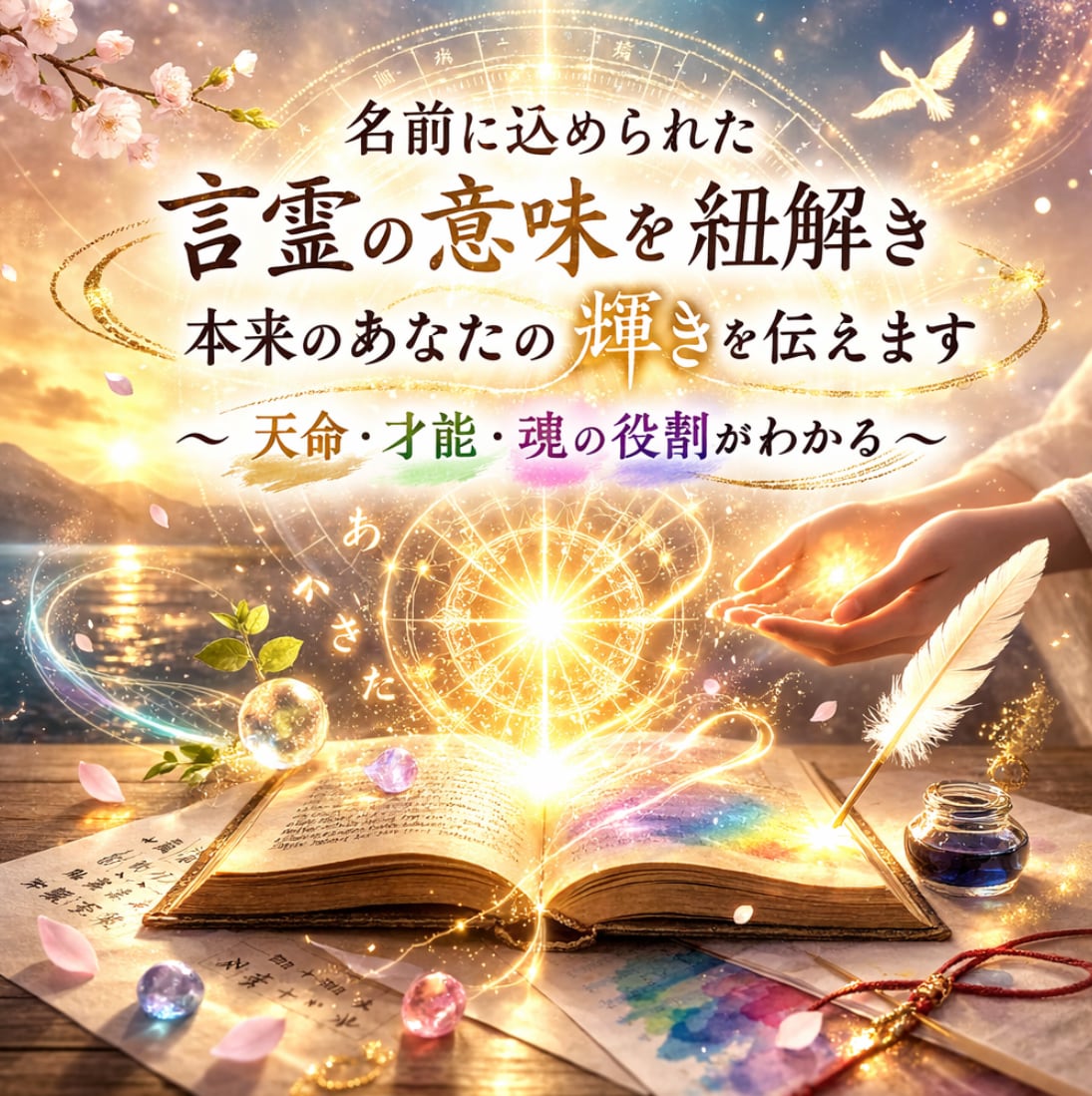 あなたのお名前の言霊からの本質、天命読み解きます 運気上昇するあなたの名前のイメージ画像作ります。 イメージ1