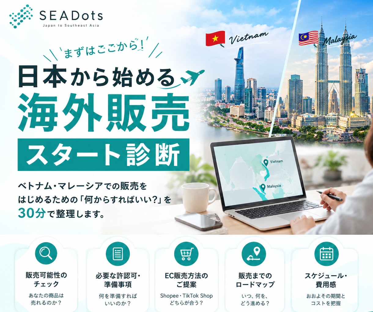 日本から始める海外販売スタート診断します 日本からベトナム・マレーシア販売を始める診断をします イメージ1