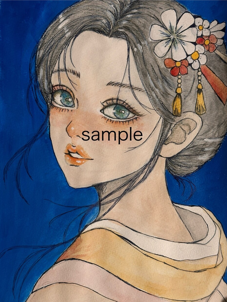 透明水彩×繊細タッチ。世界観のある美少女を描きます 「ふんわり、でも印象に残る一枚を」透明水彩で、丁寧に描きます イメージ6