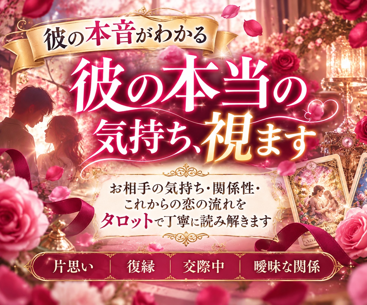 あの人の本音と2人の未来をタロットで占います 24時間以内に対応｜片思い・復縁・交際中・曖昧な関係まで イメージ1