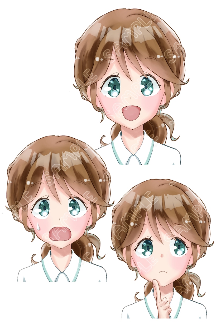 差分無料！かわいい女の子のアイコンを作成します お好みの表情３種類作成・アイコン・女の子・低価格・似顔絵 イメージ2
