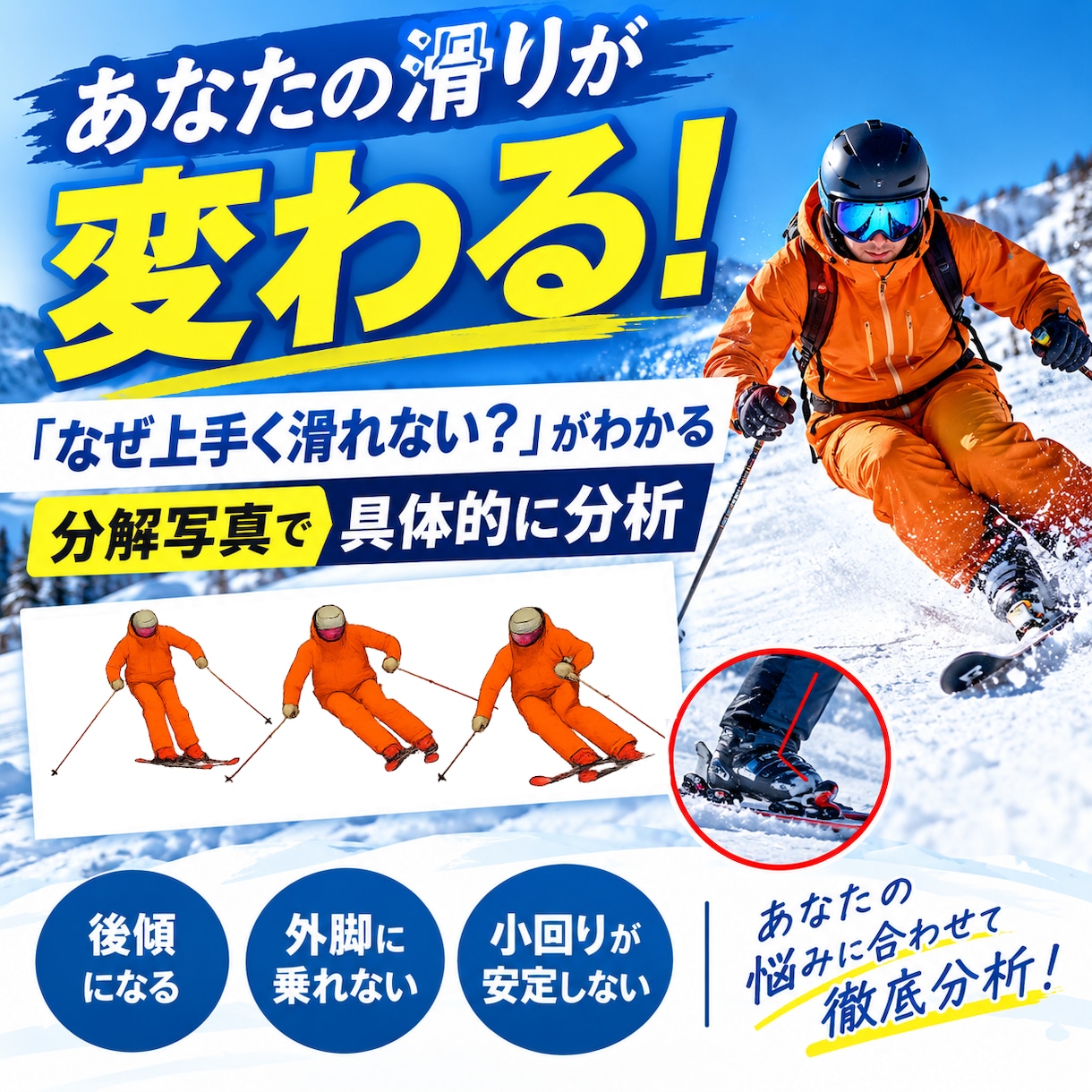 あなたの滑りの課題と改善策をお伝えます 動画から分解写真を作成し改善点を教えます イメージ1