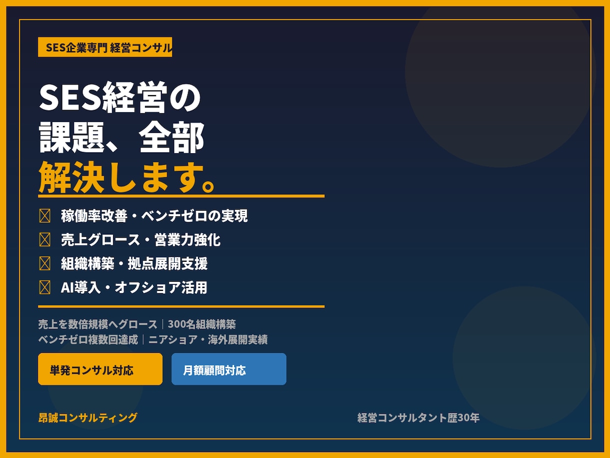 SES経営・AI導入を30年の実務経験で支援します SES業界30年の実務経験者が経営・AI導入を支援 イメージ1