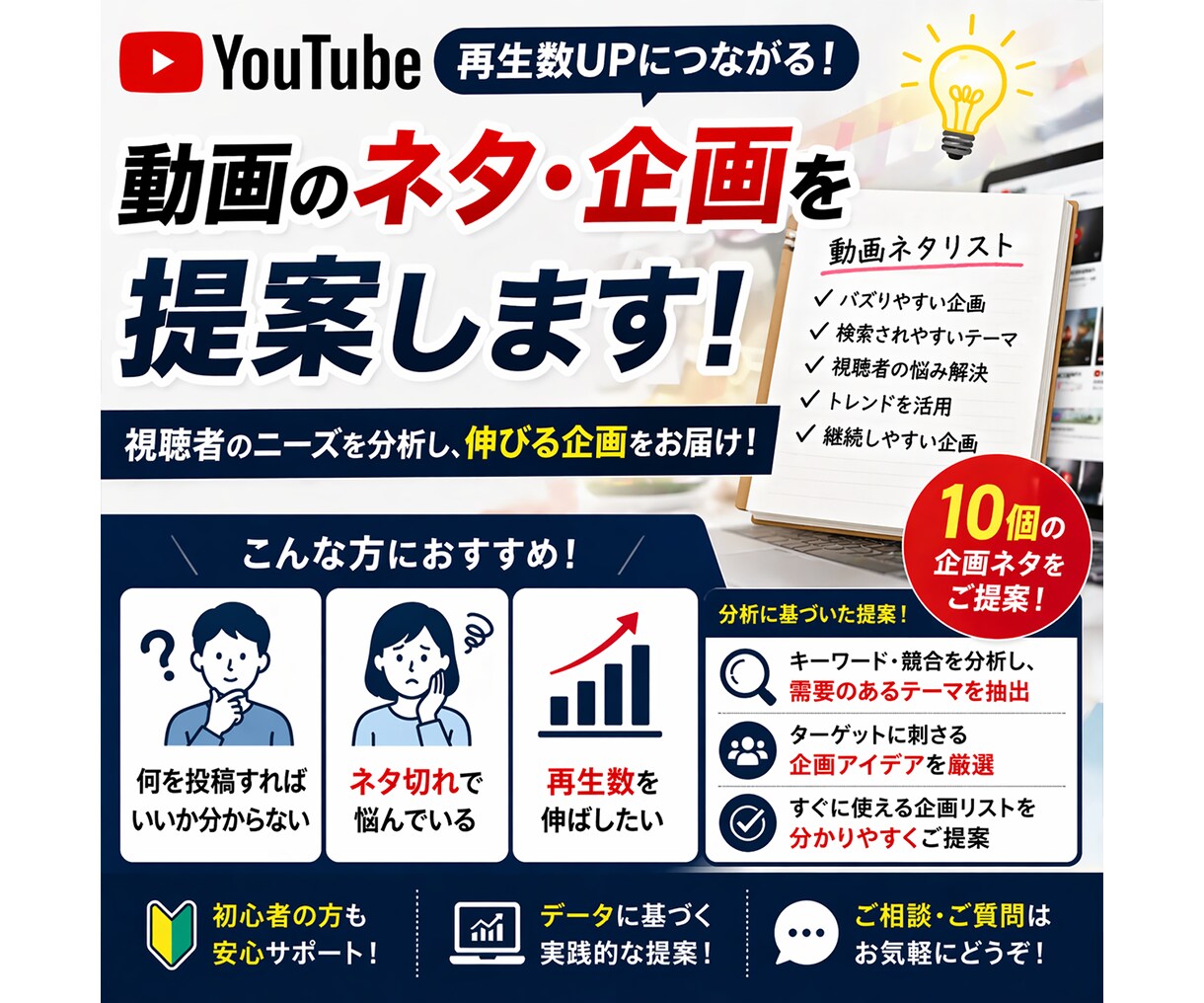 YouTube動画のネタ・企画を提案します 何を投稿すれば伸びるか、明確にします イメージ1