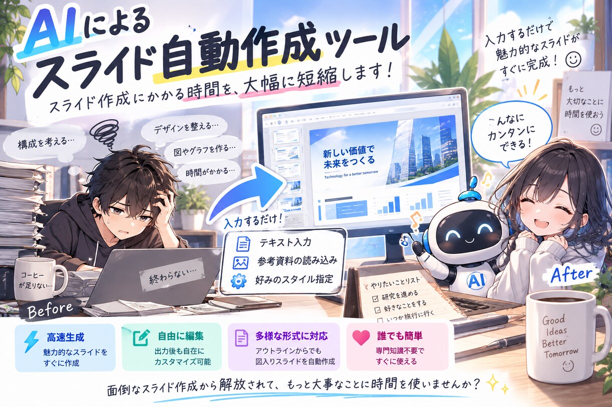AIによるスライド自動作成ツールご提供いたします スライド作成にかかる時間を大幅短縮いたしますっ! イメージ1