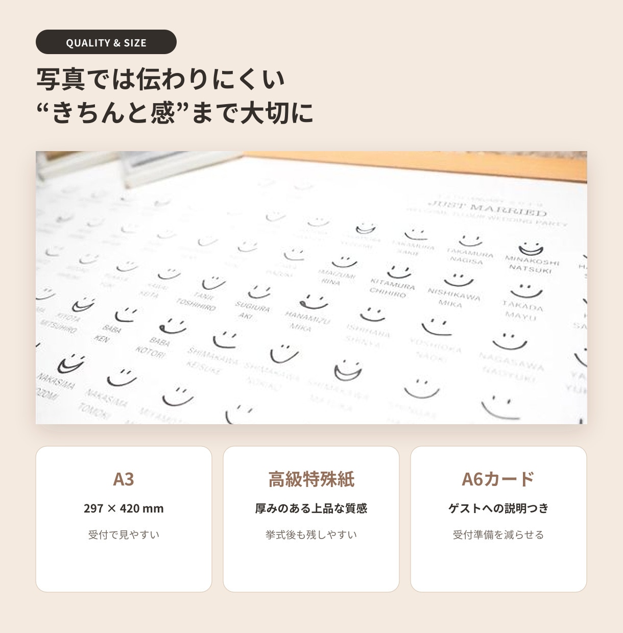 ゲスト名入りの参加型結婚証明書を制作します A3高級特殊紙・41名〜上限なし・修正無制限 イメージ5