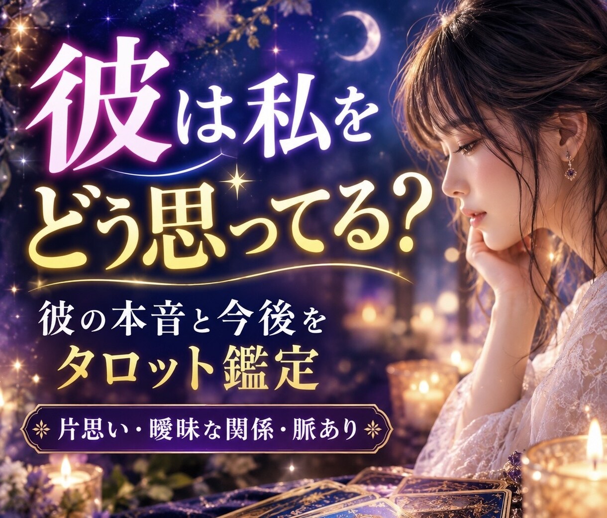 彼の今の本音とあなたへの気持ちをタロットで占います 脈あり・曖昧な関係・片思い｜二人の今後まで読み解きます イメージ1
