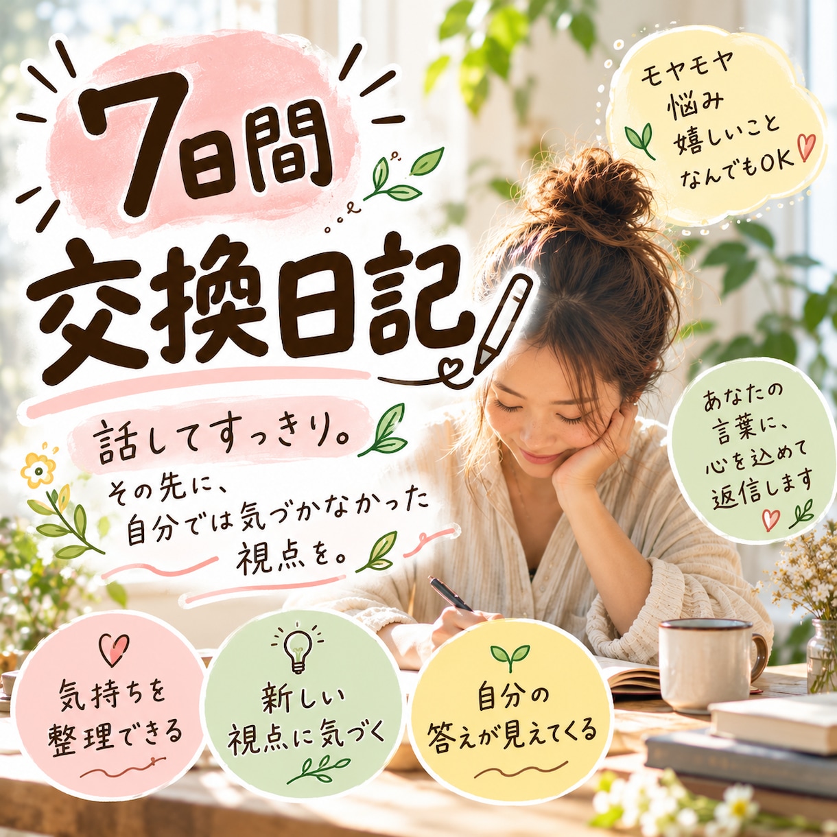 7日間交換日記‼️あなたの気持ちに寄り添います 話したい、整理したい。そんな気持ちを言葉にする7日間 イメージ1