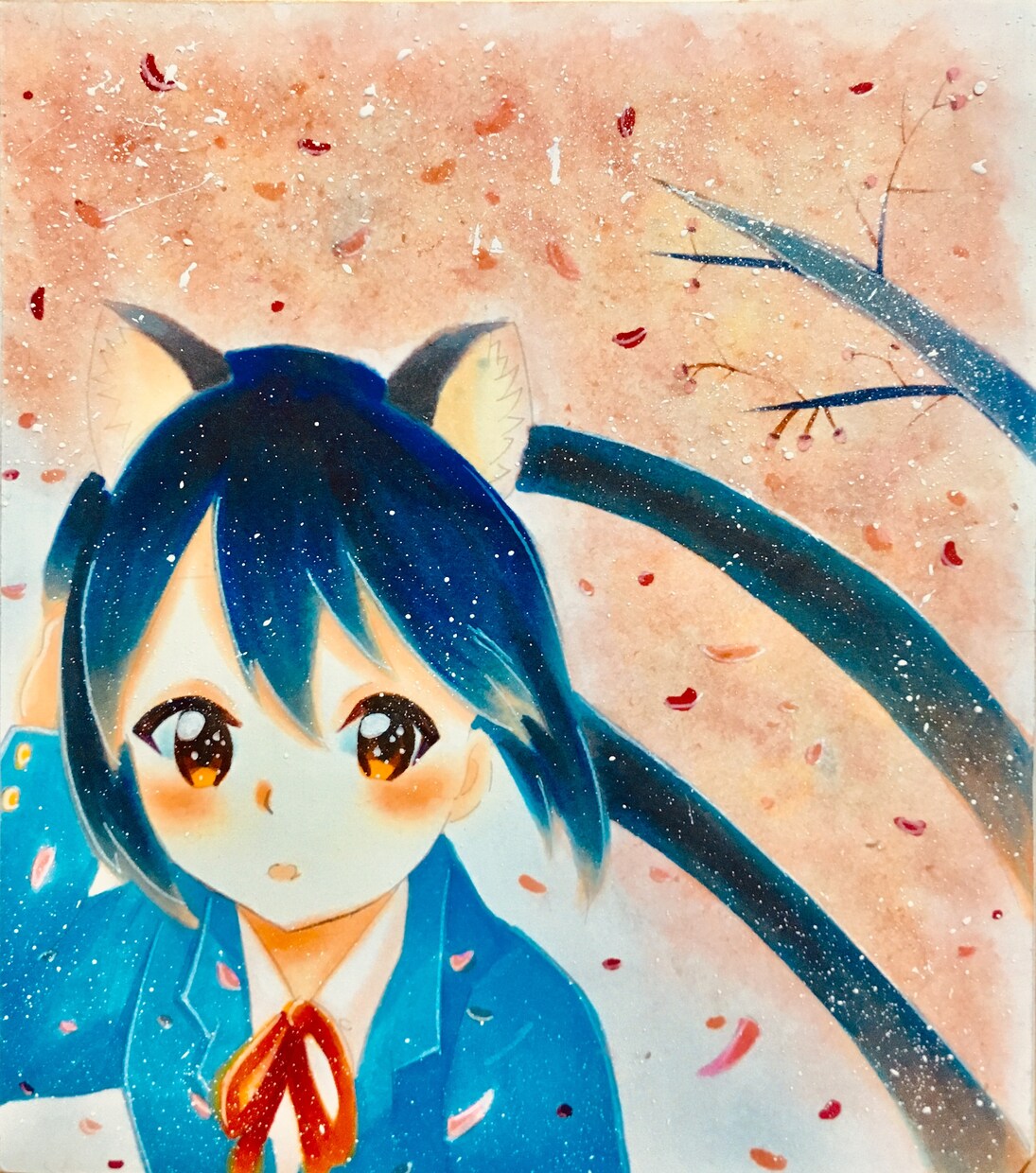 かわいい女の子イラストを色紙に制作します キャラクターをポーズ、背景込の価格で制作します‼️ イメージ7