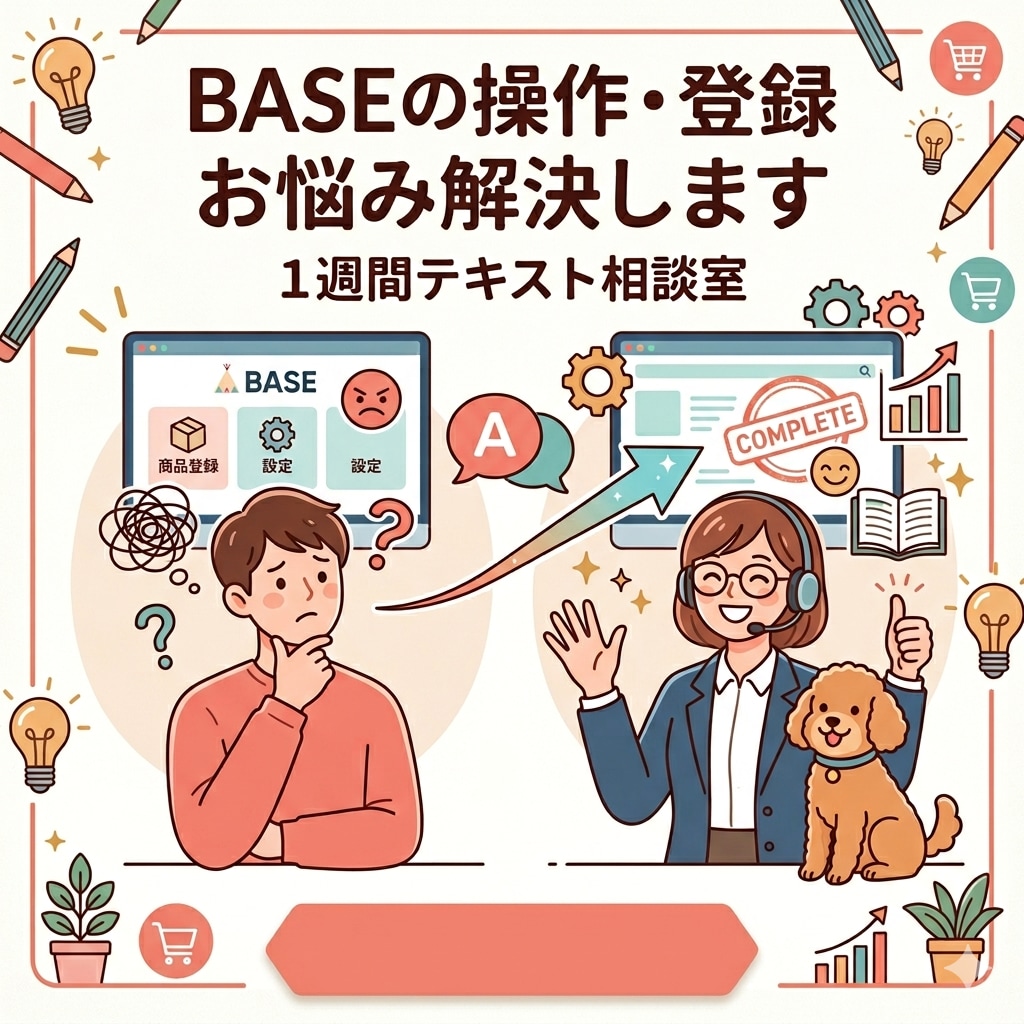 BASEの操作・登録お悩み解決します 1週間テキスト相談室 操作方法への質問、お悩み解決します イメージ1