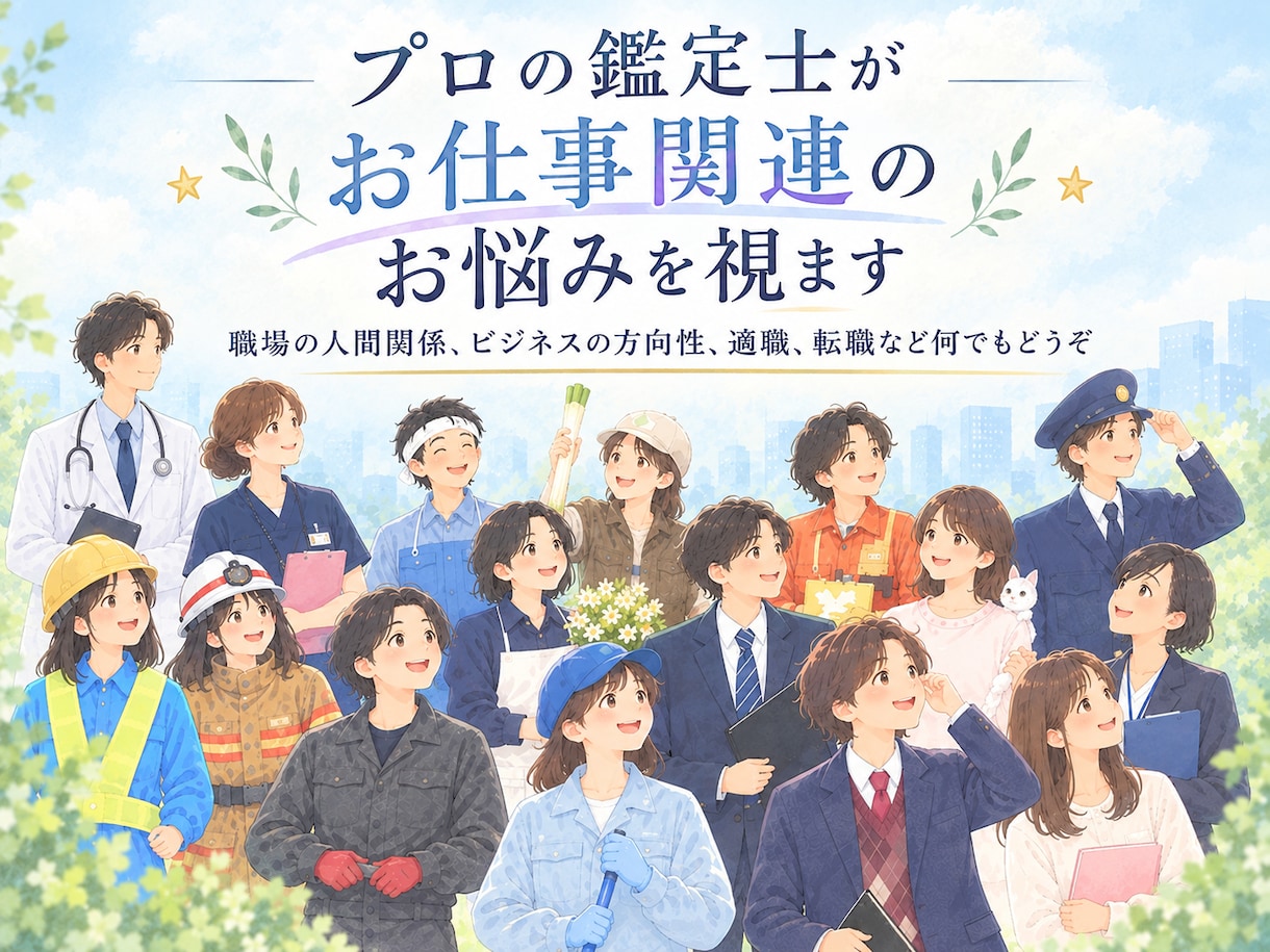 プロの鑑定士がお仕事関連のお悩みをひとつ深く視ます 職場の人間関係、ビジネスの方向性、適職、転職など何でもどうぞ イメージ5
